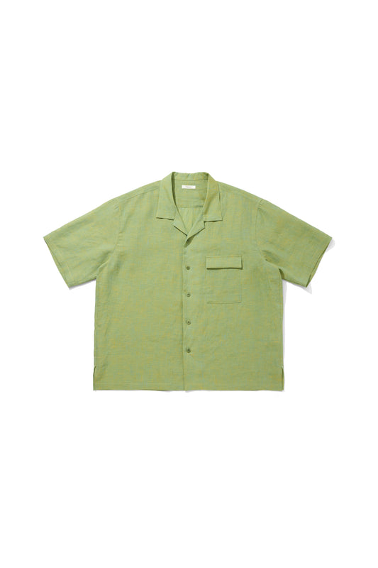 HEMP CHAMBRY OPEN COLLAR SHIRT / MONET GREEN