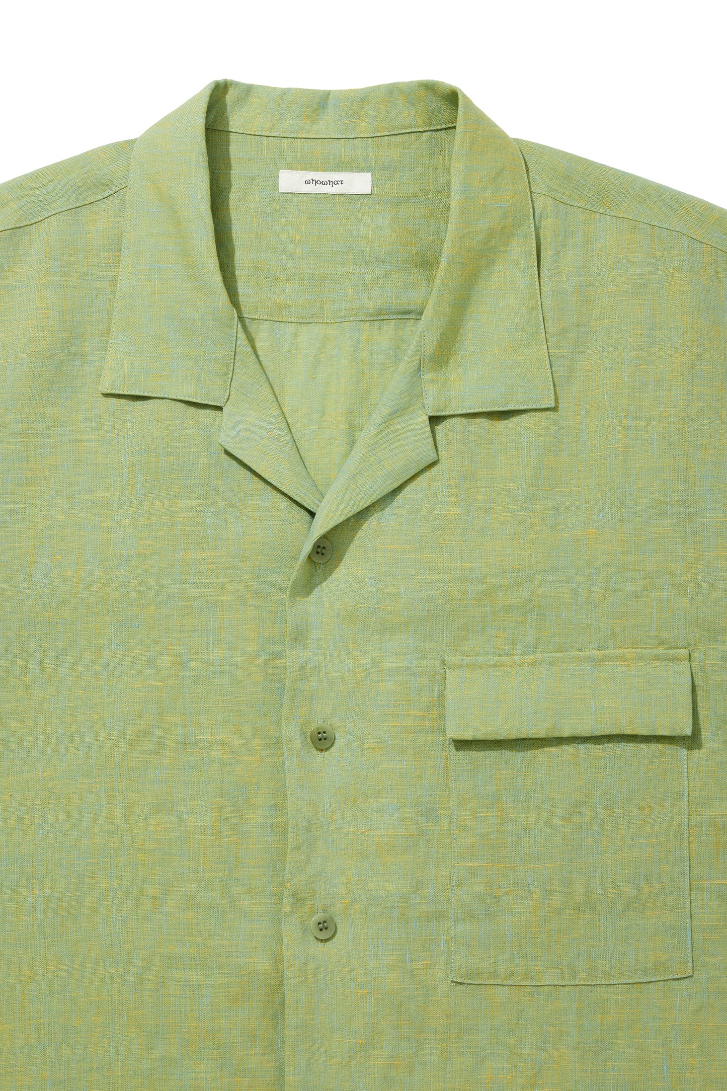 HEMP CHAMBRY OPEN COLLAR SHIRT / MONET GREEN